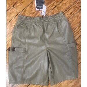Avec Les Filles Anthropologie Womens Vegan Leather Shorts Size Small Cargo Short
